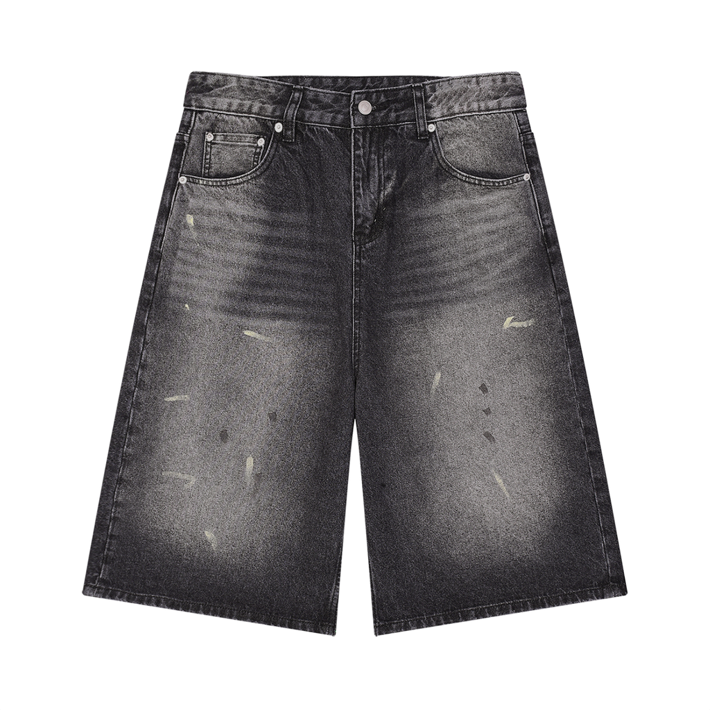 BTD Men’s Vintage Wash Wide Leg Denim Shorts