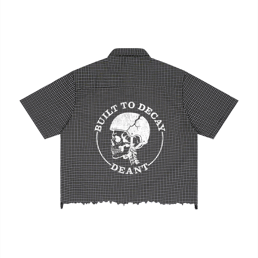 Built To Decay Distressed Plaid Boxy Shirt