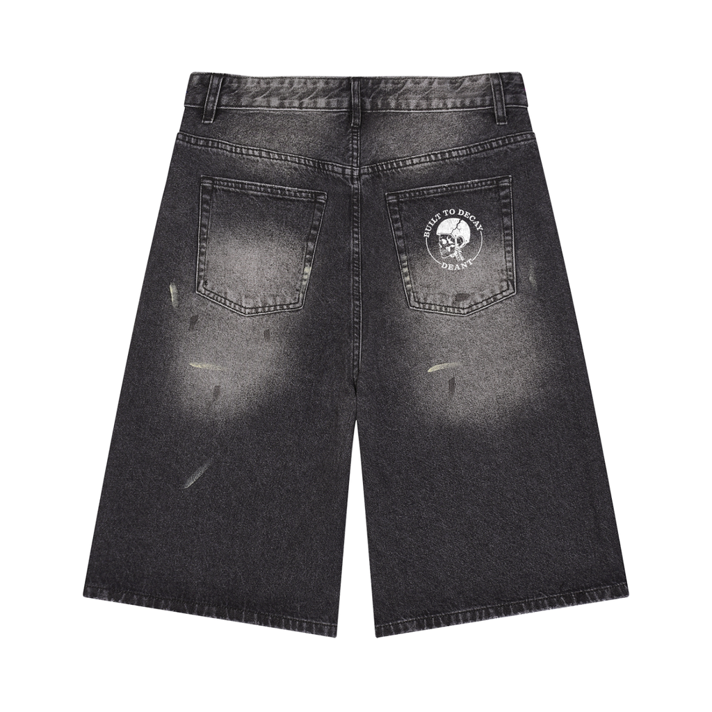 BTD Men’s Vintage Wash Wide Leg Denim Shorts