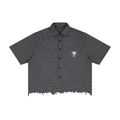 Built To Decay Distressed Plaid Boxy Shirt