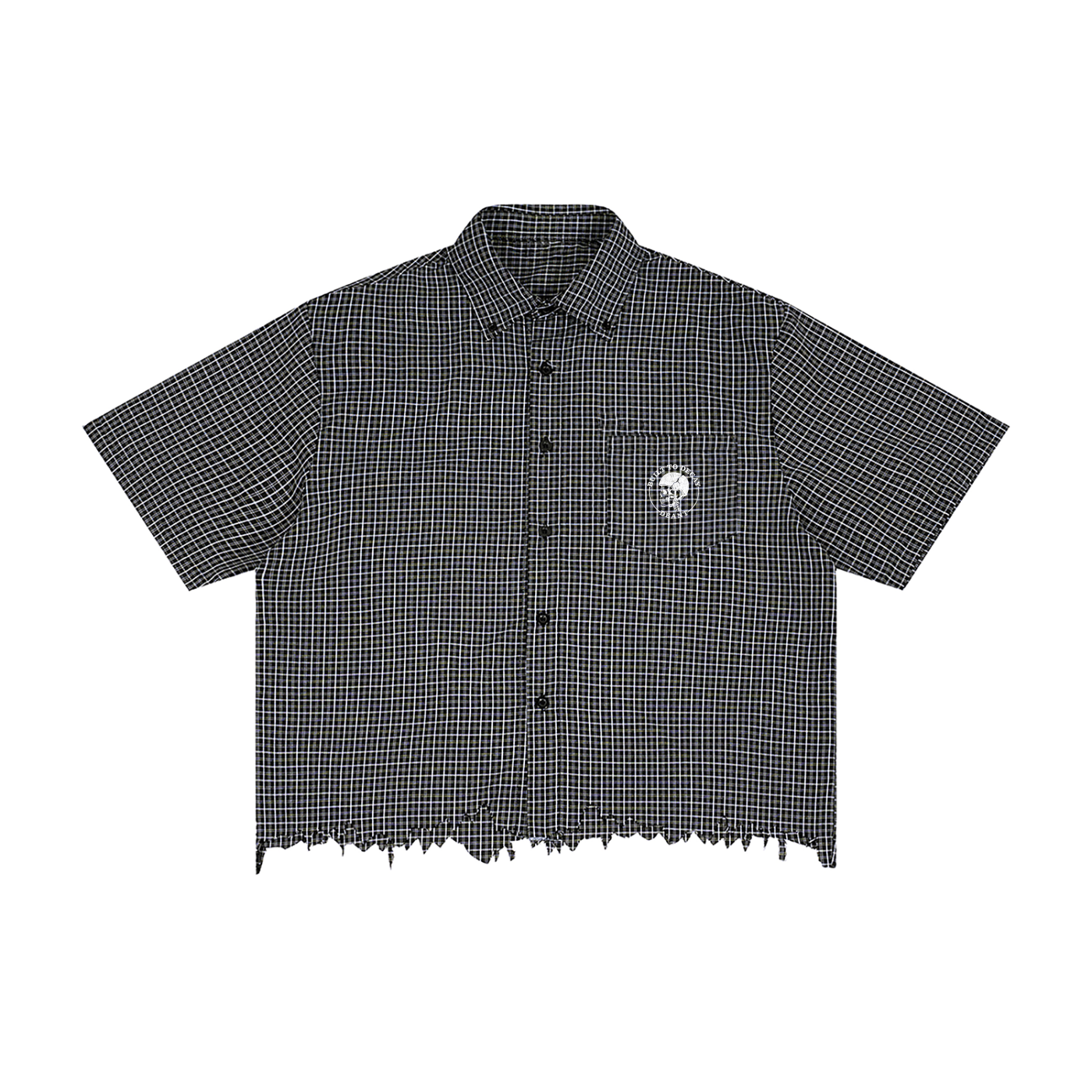 Built To Decay Distressed Plaid Boxy Shirt